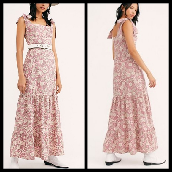 Free People Dresses & Skirts - Free People Pink In The Fields Maxi Dress Medium NWT